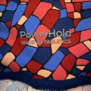 Fabletics PowerHold Leggings - Red and Blue Mosaic